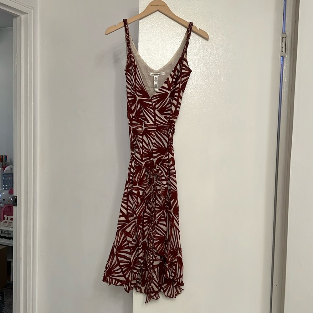DVF Diane Von Furstenberg Wrap “bamboo” print dress sz 2 “ vintage  silk blend